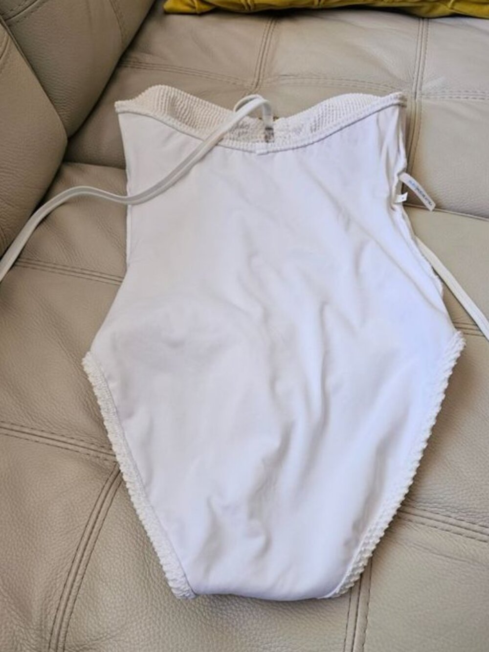 Bleu Textured White One Piece with Neck Tie, Size 4 - Picture 11 of 11